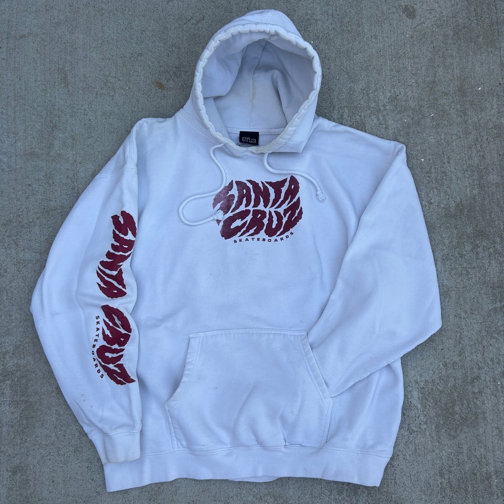 90s NHS Vintage Santa Cruz Skateboards Hoodie Spellout Old Logo Skater XL